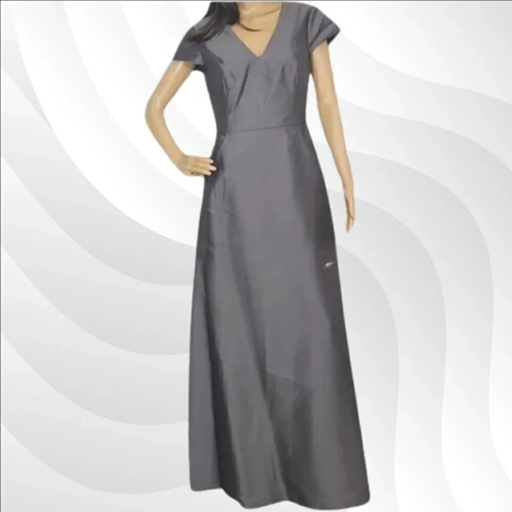 2/$50 Alfred Sung Caviar Sateen Twill Cap Sleeve Dress Size 4 – Elegant - Picture 3 of 7